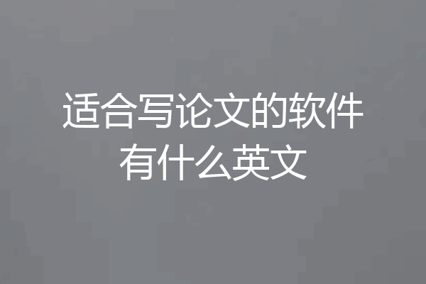适合写论文的软件有什么英文