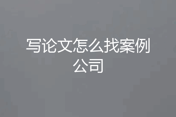 写论文怎么找案例公司