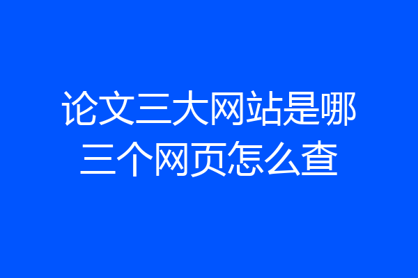 论文三大网站是哪三个网页怎么查