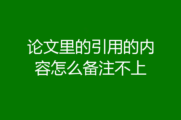 论文里的引用的内容怎么备注不上