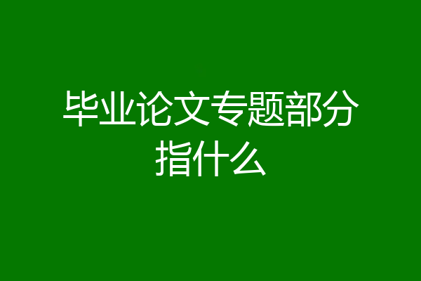 毕业论文专题部分指什么