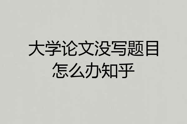 大学论文没写题目怎么办知乎