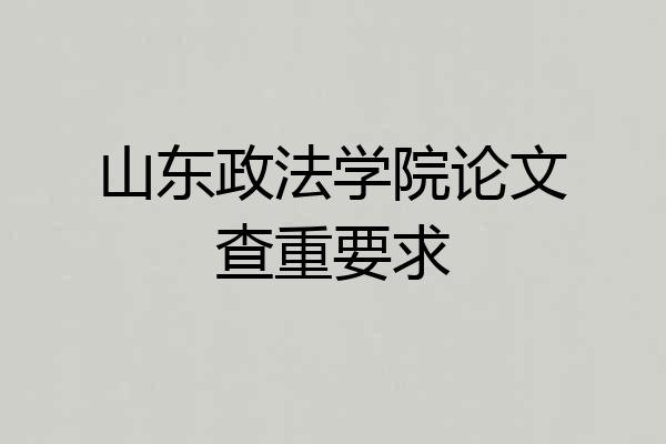 山东政法学院论文查重要求