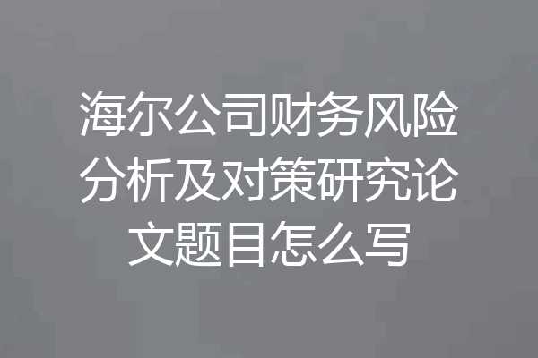 海尔公司财务风险分析及对策研究论文题目怎么写