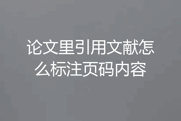 论文里引用文献怎么标注页码内容