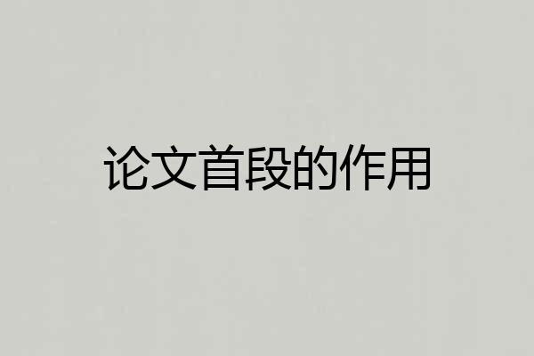 论文首段的作用