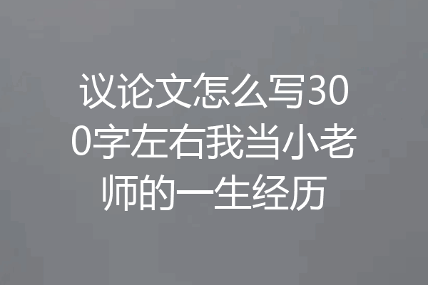 议论文怎么写300字左右我当小老师的一生经历