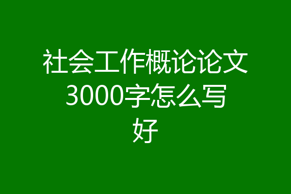 社会工作概论论文3000字怎么写好