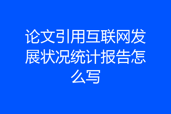 论文引用互联网发展状况统计报告怎么写