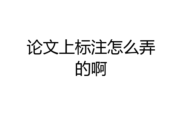 论文上标注怎么弄的啊