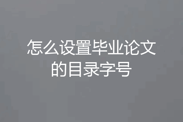 怎么设置毕业论文的目录字号