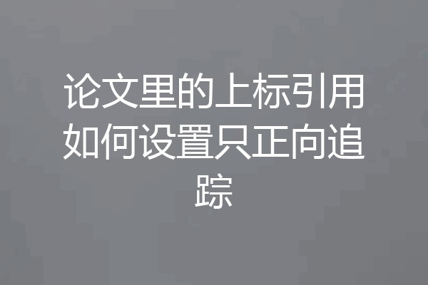 论文里的上标引用如何设置只正向追踪