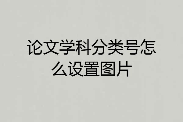 论文学科分类号怎么设置图片