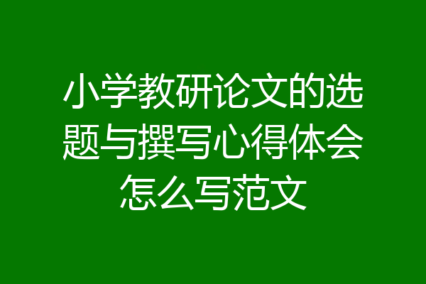 小学教研论文的选题与撰写心得体会怎么写范文