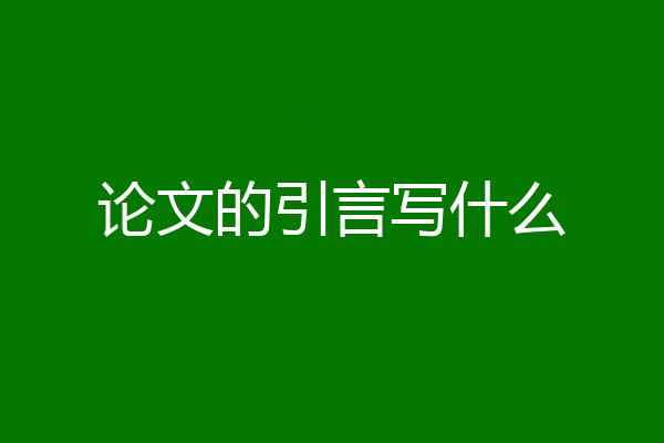 论文的引言写什么