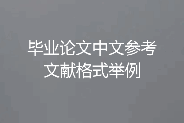 毕业论文中文参考文献格式举例