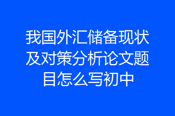 我国外汇储备现状及对策分析论文题目怎么写初中