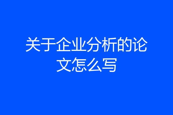 关于企业分析的论文怎么写