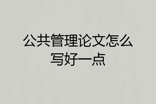 公共管理论文怎么写好一点