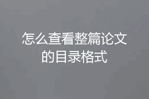 怎么查看整篇论文的目录格式