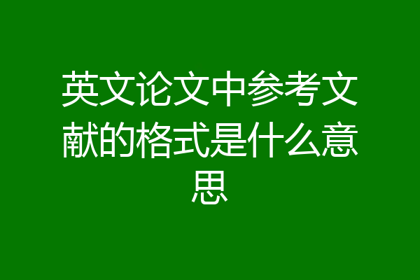 英文论文中参考文献的格式是什么意思