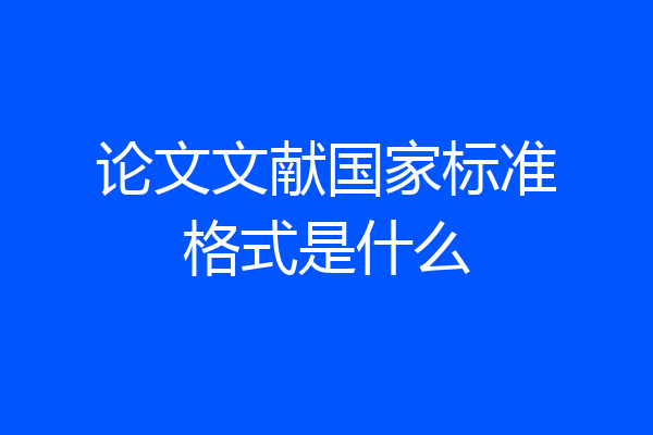 论文文献国家标准格式是什么