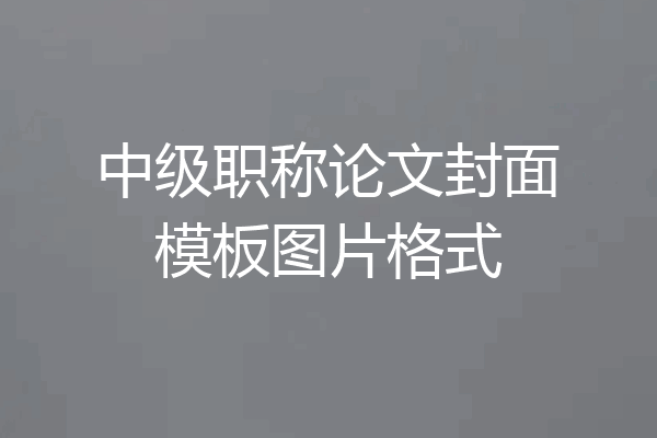 中级职称论文封面模板图片格式