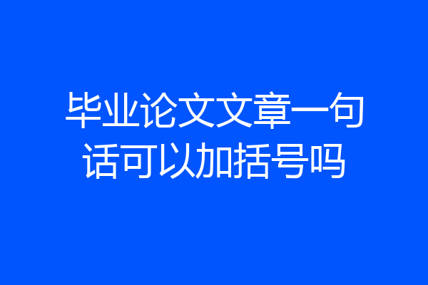 毕业论文文章一句话可以加括号吗