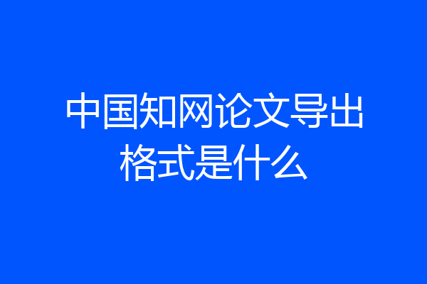 中国知网论文导出格式是什么