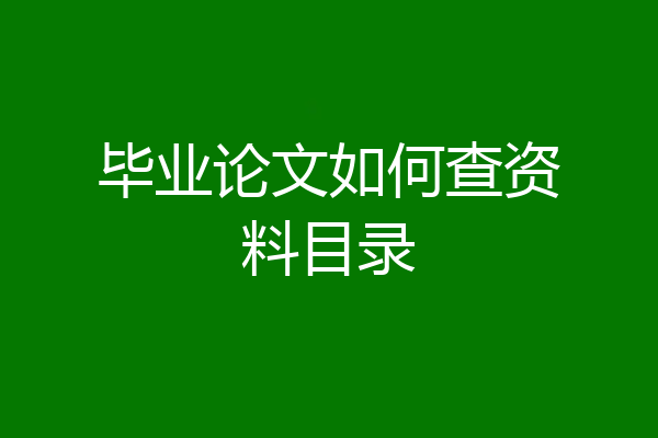 毕业论文如何查资料目录
