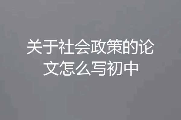 关于社会政策的论文怎么写初中