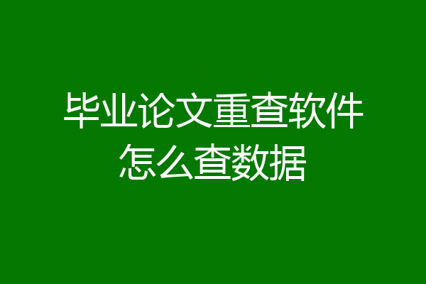毕业论文重查软件怎么查数据