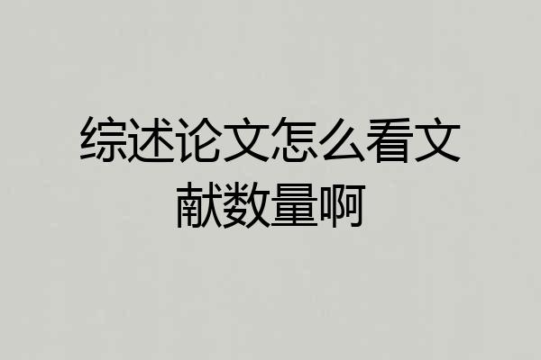 综述论文怎么看文献数量啊