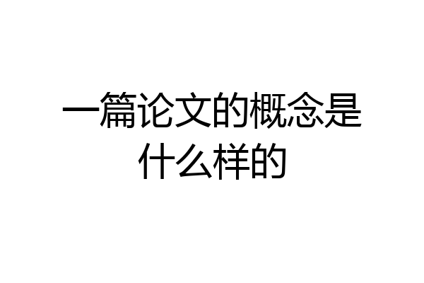 一篇论文的概念是什么样的