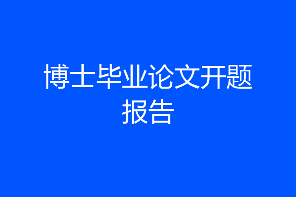 博士毕业论文开题报告