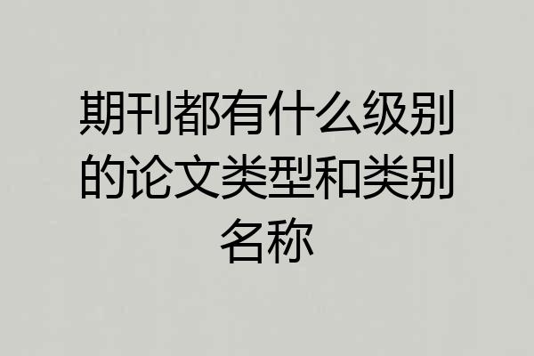 期刊都有什么级别的论文类型和类别名称