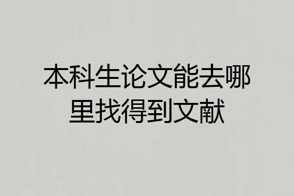 本科生论文能去哪里找得到文献