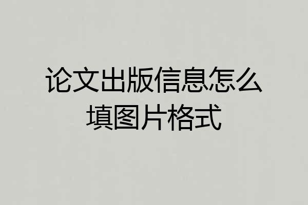 论文出版信息怎么填图片格式