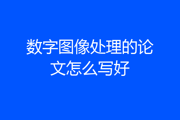 数字图像处理的论文怎么写好