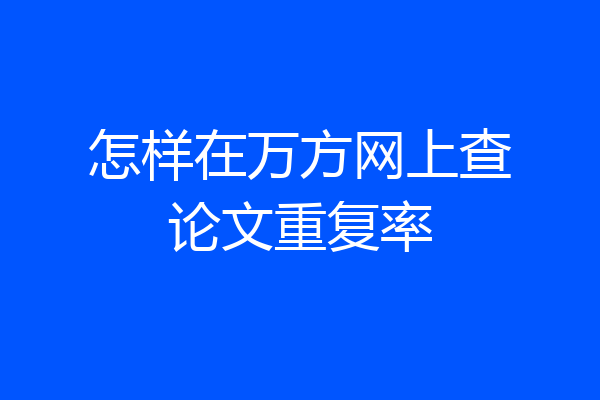 怎样在万方网上查论文重复率