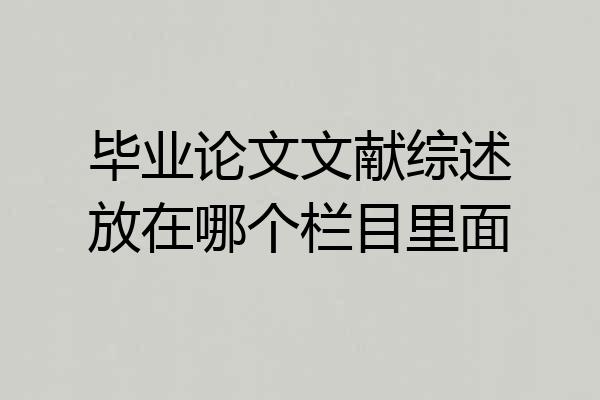 毕业论文文献综述放在哪个栏目里面