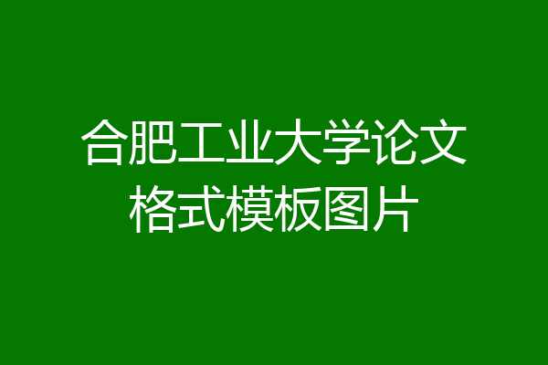 合肥工业大学论文格式模板图片