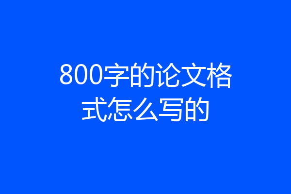 800字的论文格式怎么写的