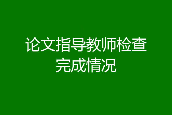 论文指导教师检查完成情况