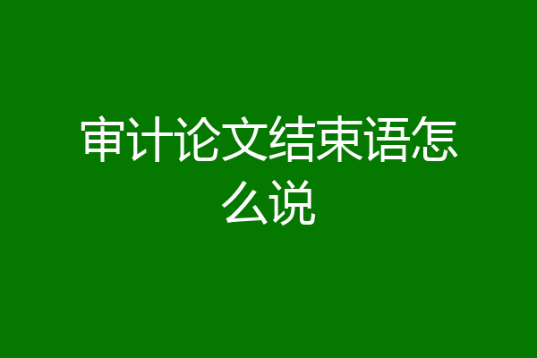 审计论文结束语怎么说