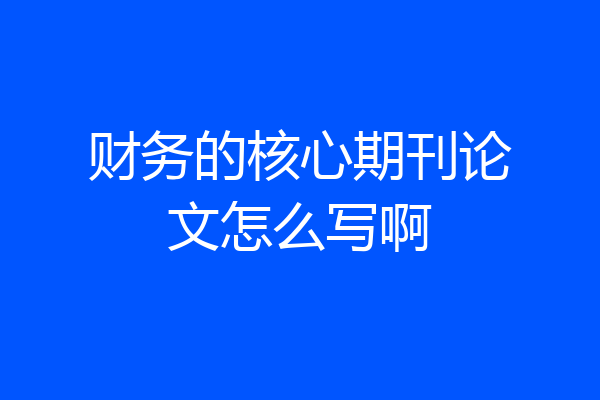 财务的核心期刊论文怎么写啊