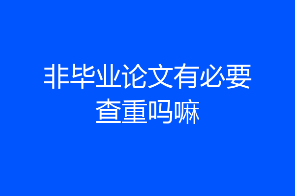 非毕业论文有必要查重吗嘛