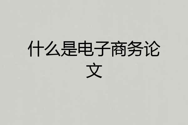 什么是电子商务论文