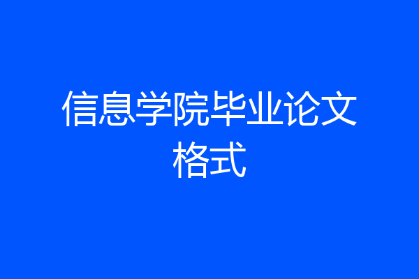 信息学院毕业论文格式