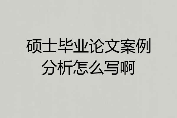 硕士毕业论文案例分析怎么写啊